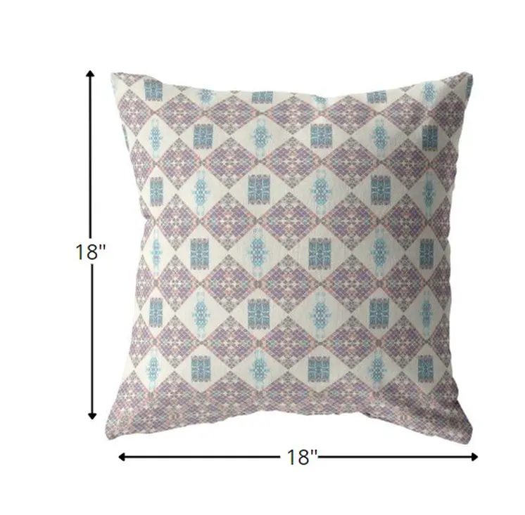 18" Pink Lattice Zippered Suede Throw Pillow