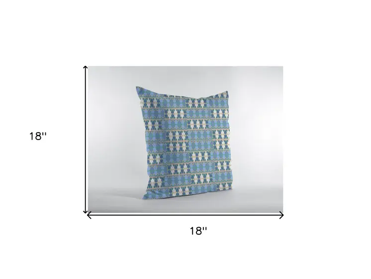 18" Blue Cream Spades Zippered Suede Throw Pillow