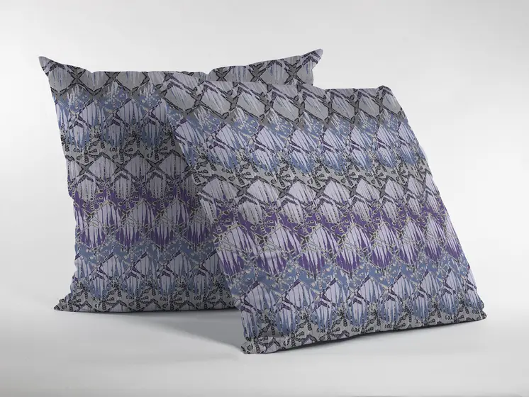 16” Purple Gray Hatch Zippered Suede Throw Pillow
