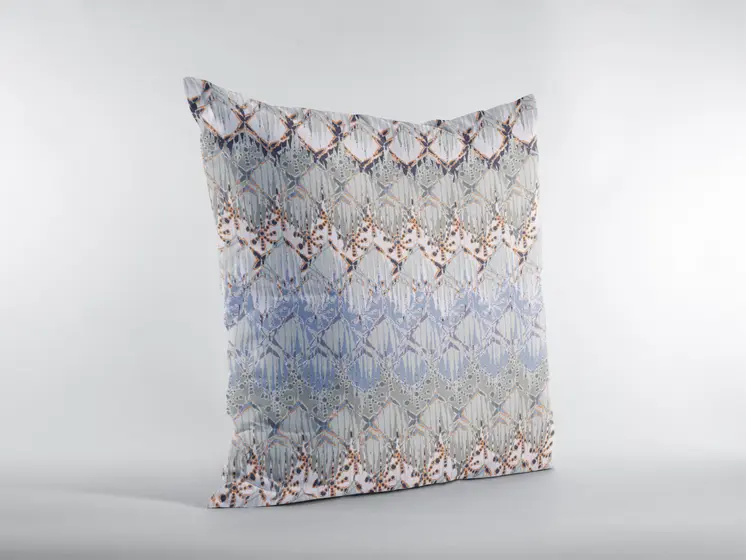 18” Orange Gray Hatch Zippered Suede Throw Pillow