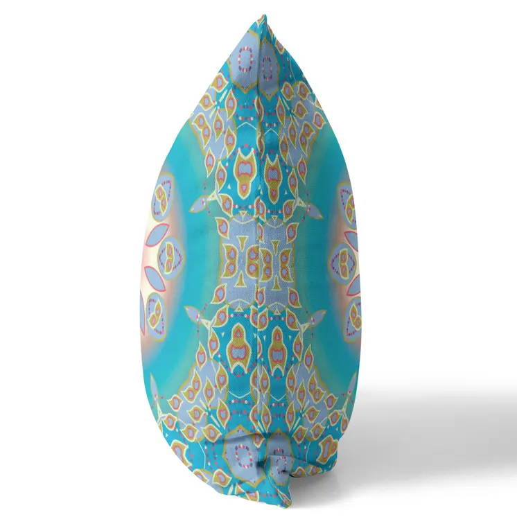 26” Blue Gold Jewel Indoor Outdoor Zippered Throw Pillow