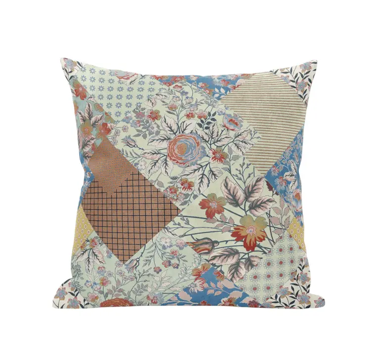 20" Orange Yellow Floral Suede Throw Pillow