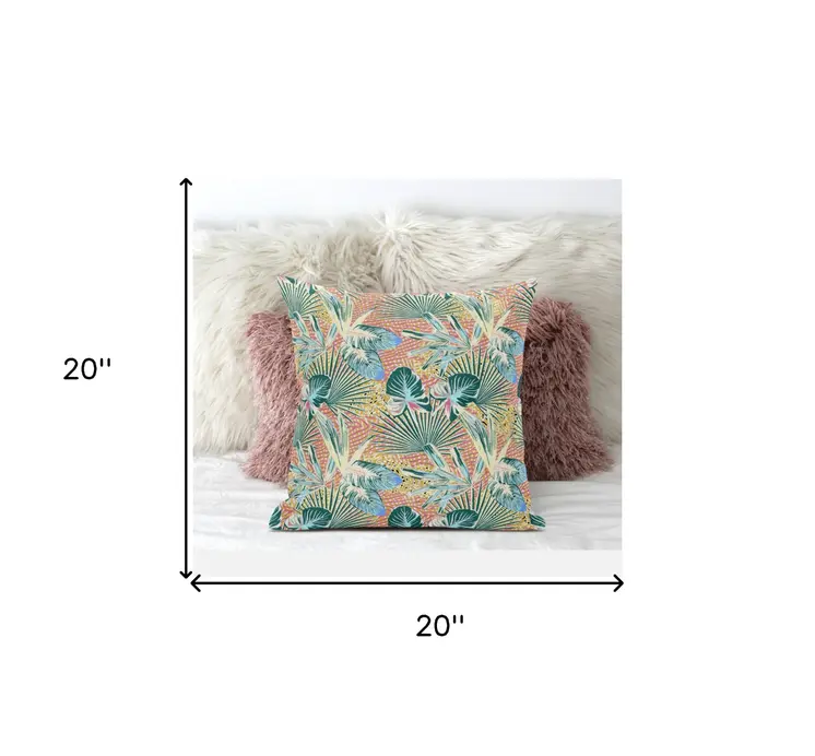 20” Blue Peach Tropical Suede Throw Pillow
