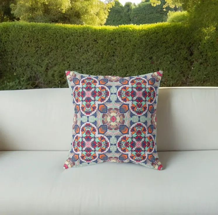 26" Green Orange Cloverleaf Indoor Outdoor Throw Pillow