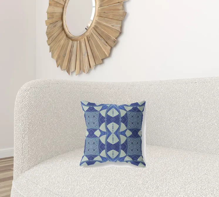 16" Dark Blue Cosmic Circle Boho Suede Throw Pillow