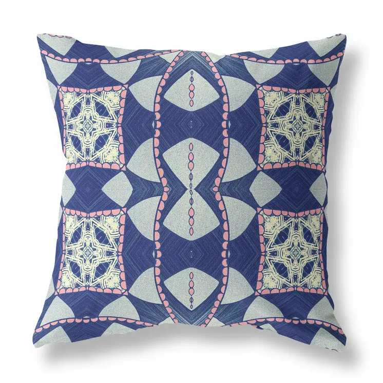 16" Indigo Pink Cosmic Circle Boho Suede Throw Pillow