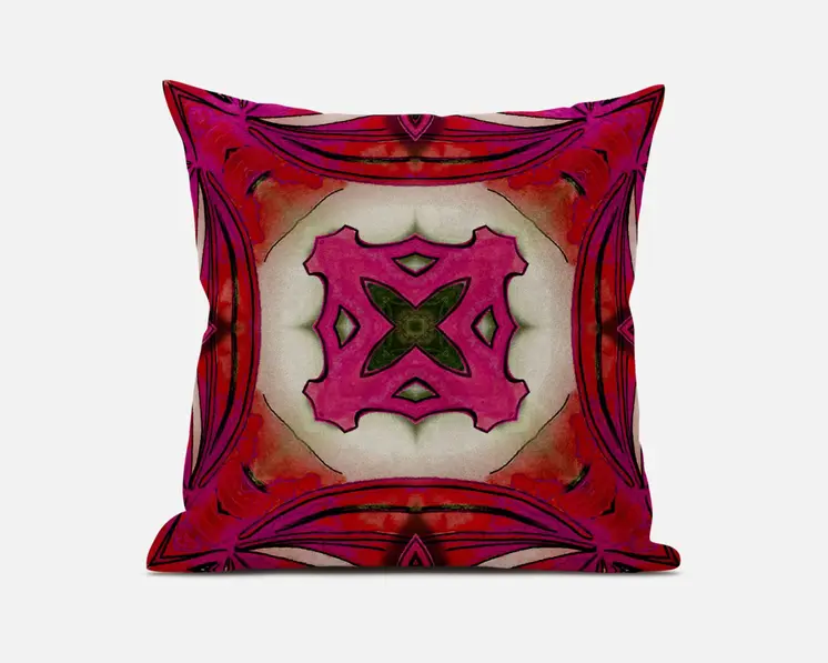 20” Hot Pink Geo Tribal Suede Throw Pillow
