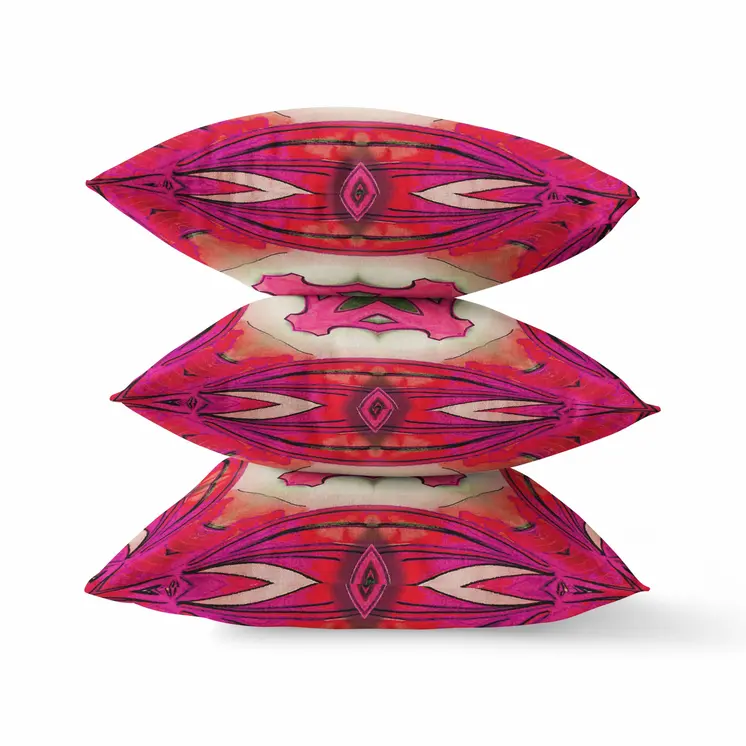 20” Hot Pink Geo Tribal Suede Throw Pillow
