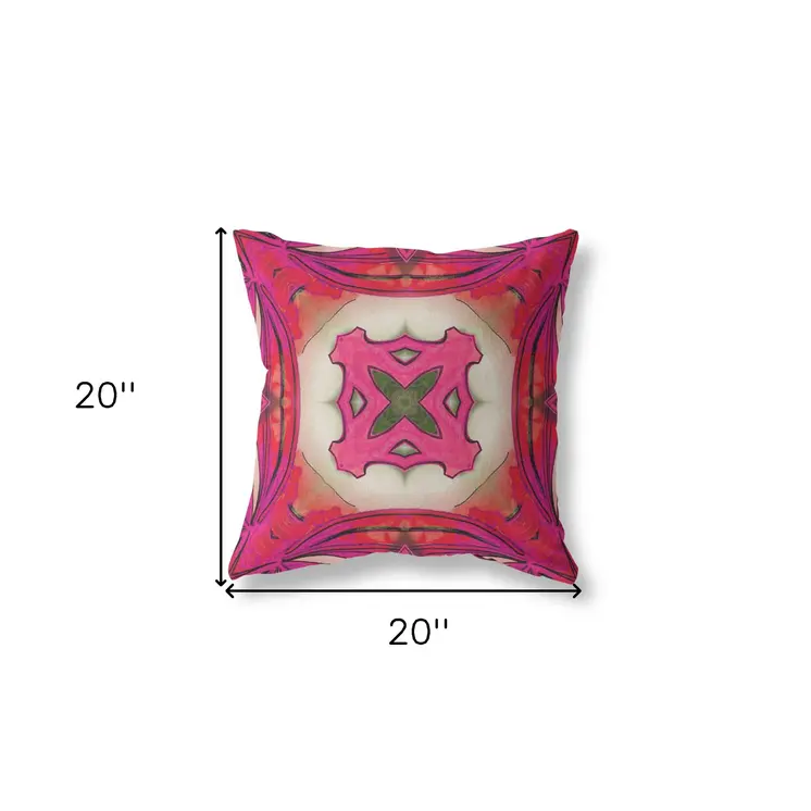 20” Hot Pink Geo Tribal Suede Throw Pillow