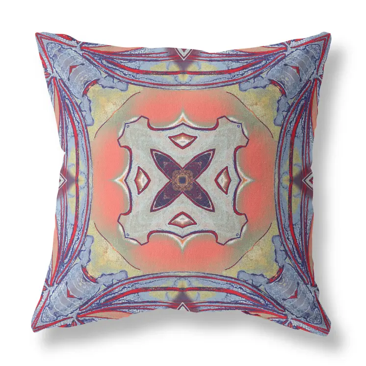 20” Purple Orange Geo Tribal Suede Throw Pillow