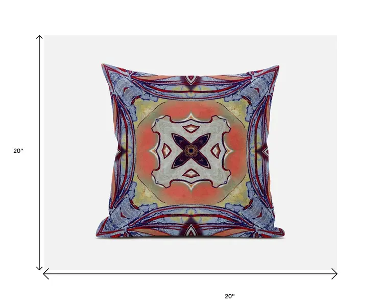 20” Purple Orange Geo Tribal Suede Throw Pillow