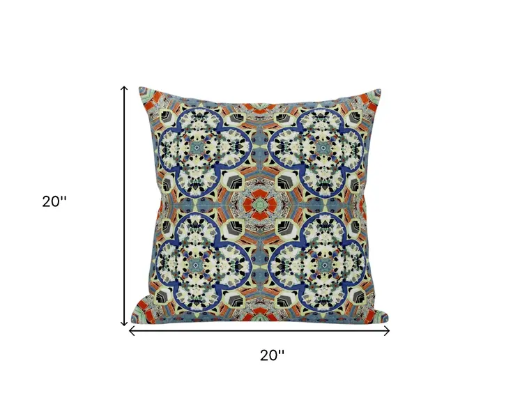 20" Blue Cream Cloverleaf Boho Suede Throw Pillow