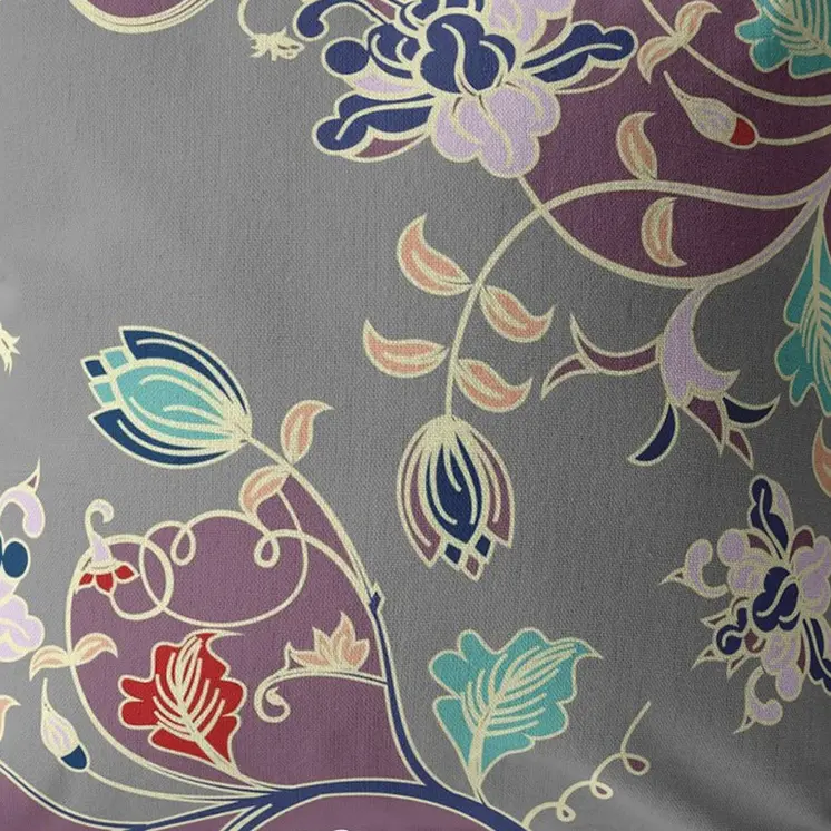 26" Purple Gray Garden Indoor Outdoor Throw Pillow