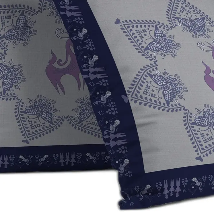 28” Gray Purple Horse Indoor Outdoor Throw Pillow