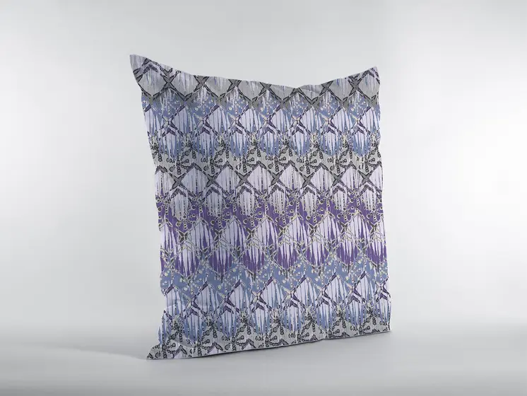 26” Purple Gray Hatch Indoor Outdoor Throw Pillow