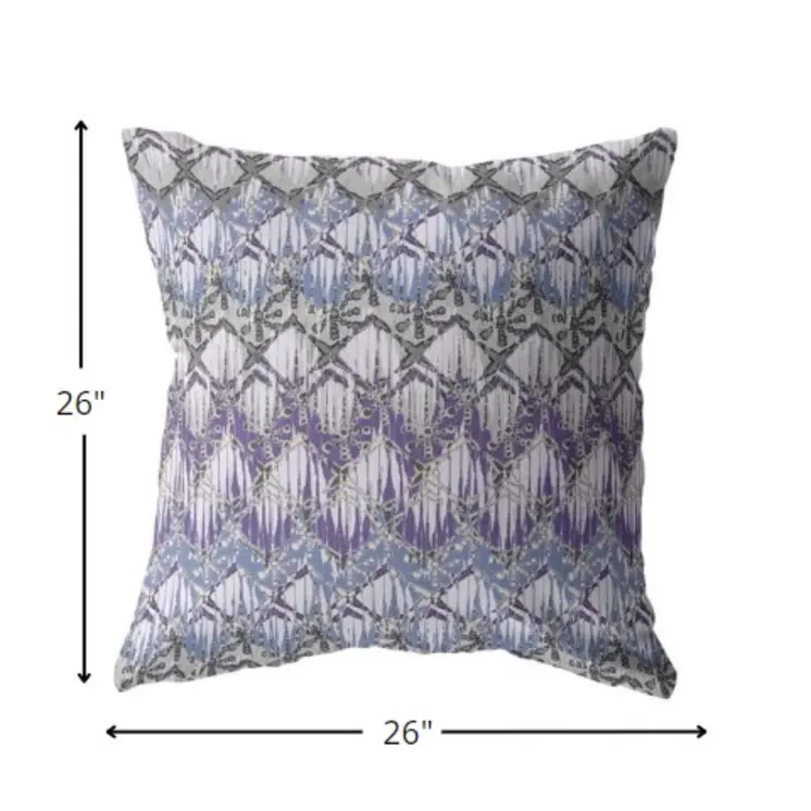 26” Purple Gray Hatch Indoor Outdoor Throw Pillow