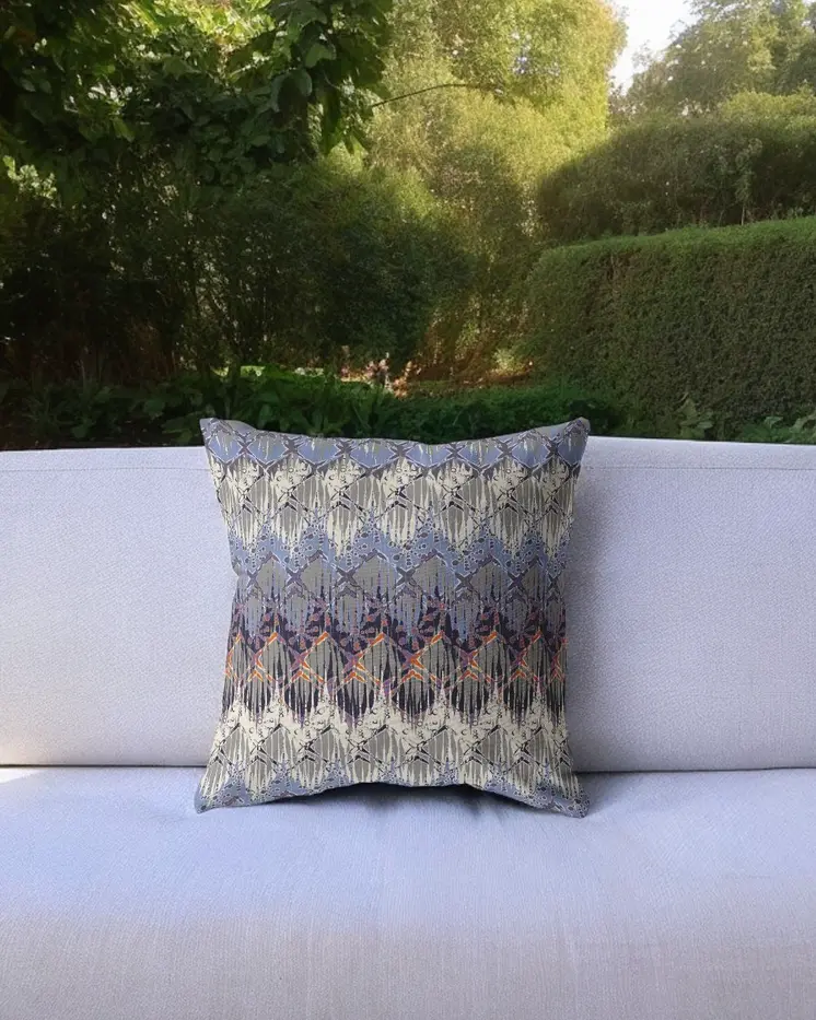 20” Blue Gray Hatch Indoor Outdoor Throw Pillow