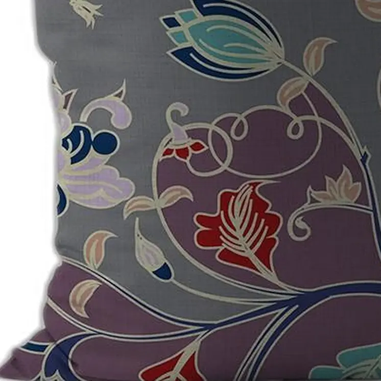 18" Purple Gray Garden Indoor Outdoor Zippered Throw Pillow