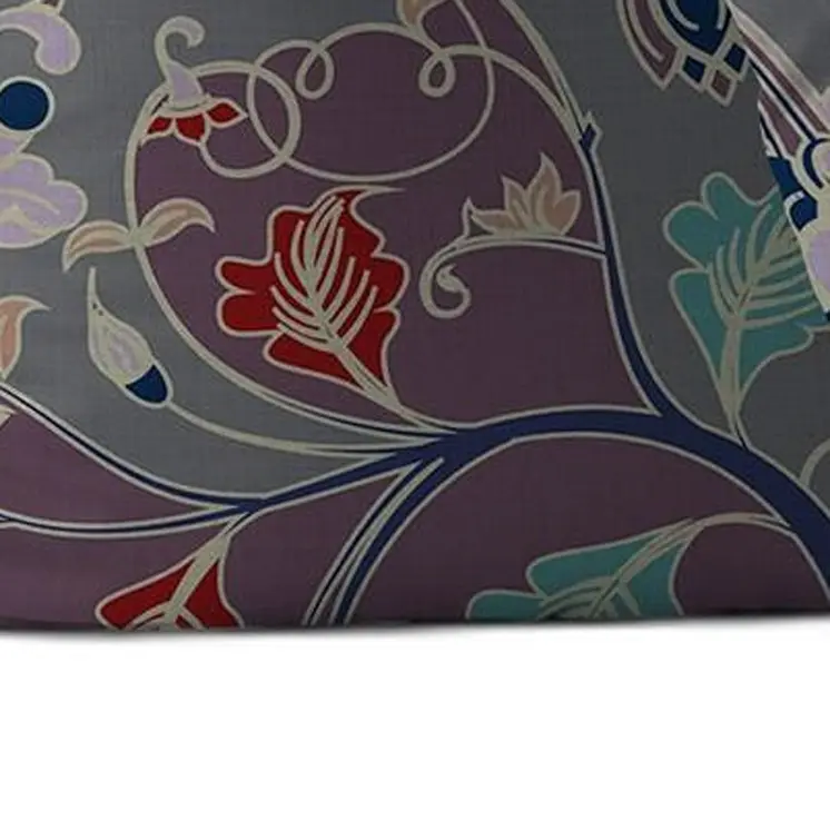 26" Purple Gray Garden Indoor Outdoor Zippered Throw Pillow