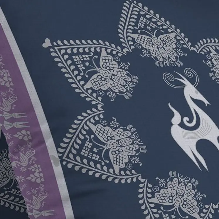 20” Navy Purple Horse Indoor Outdoor Zippered Throw Pillow