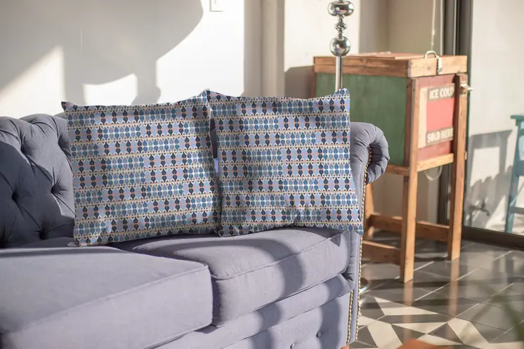 26" Blue Gray Spades Indoor Outdoor Zippered Throw Pillow