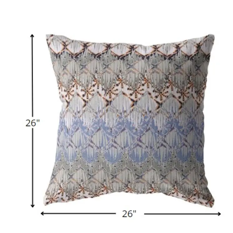 26” Orange Gray Hatch Indoor Outdoor Zippered Throw Pillow