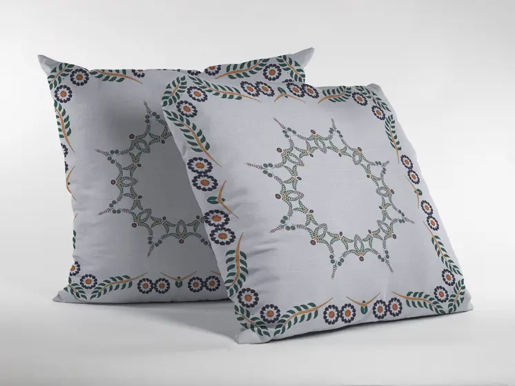 18"x18" White Zippered Broadcloth Geometric Throw Pillow