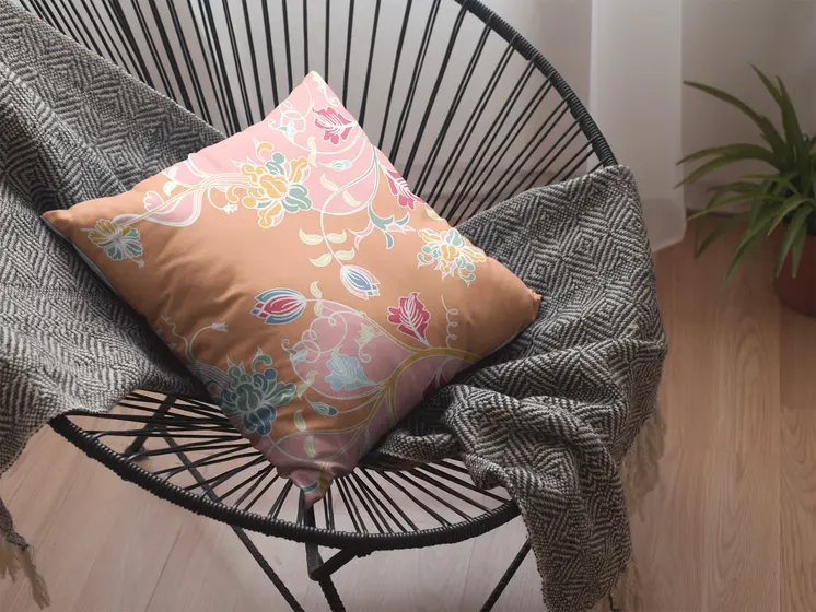 16" Pink Orange Garden Decorative Suede Throw Pillow