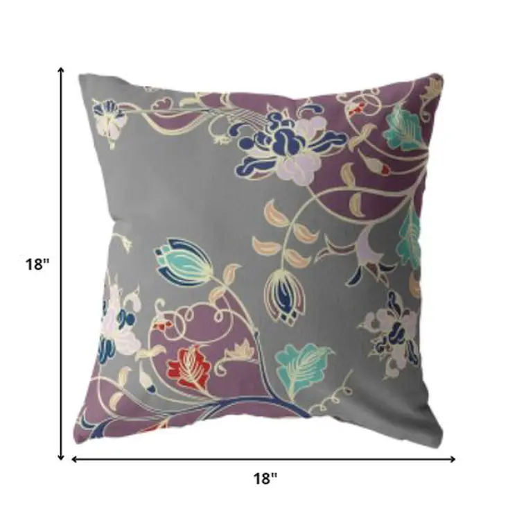 18" Orange Red Garden Decorative Suede Throw Pillow