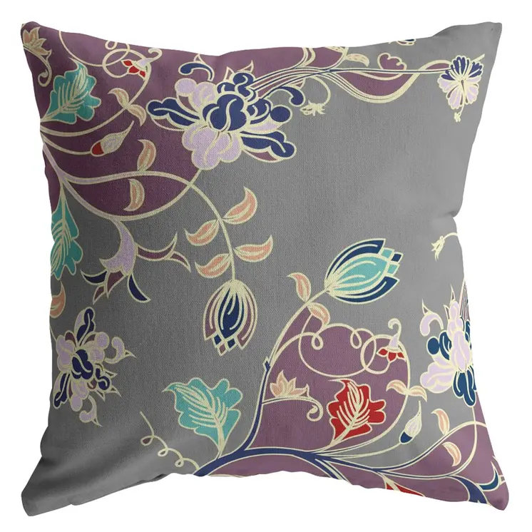 18" Orange Red Garden Decorative Suede Throw Pillow
