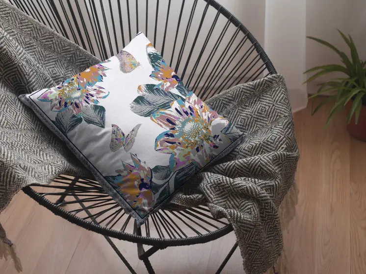 20” Pink White Butterfly Suede Throw Pillow