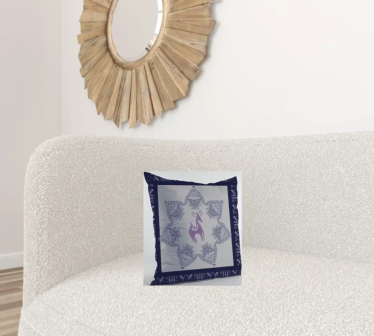 16” Gray Purple Horse SuedeThrow Pillow