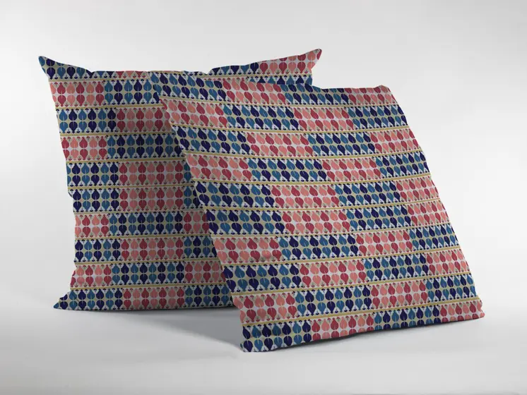 20" Red Blue Spades Suede Throw Pillow