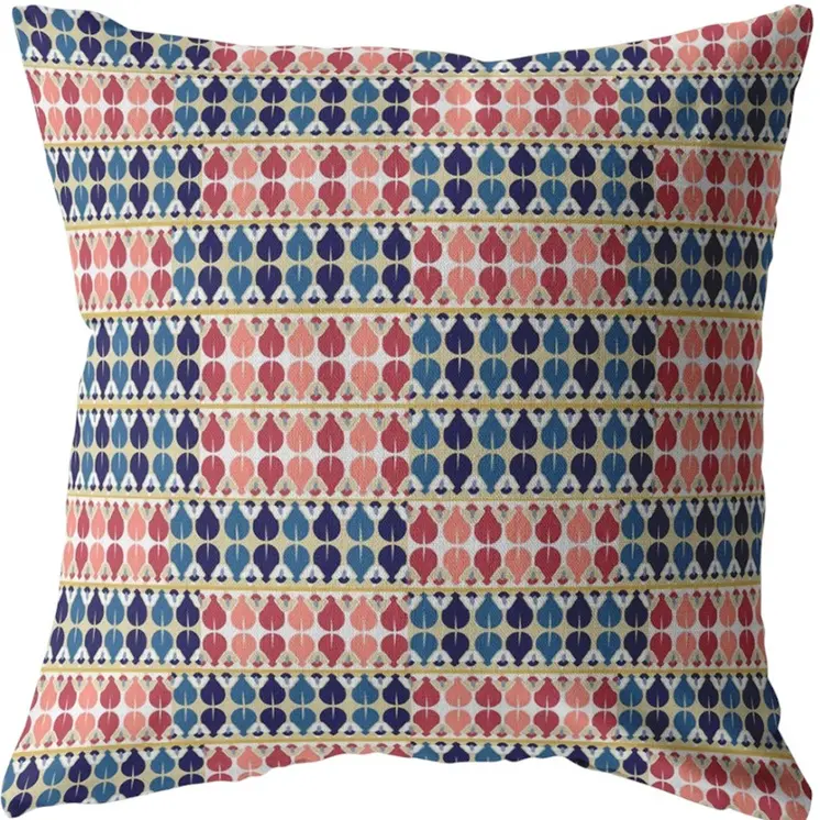 20" Red Blue Spades Suede Throw Pillow
