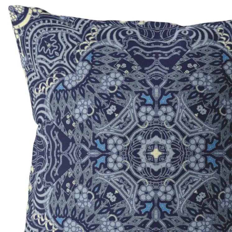 20” Indigo Boho Ornate Suede Throw Pillow