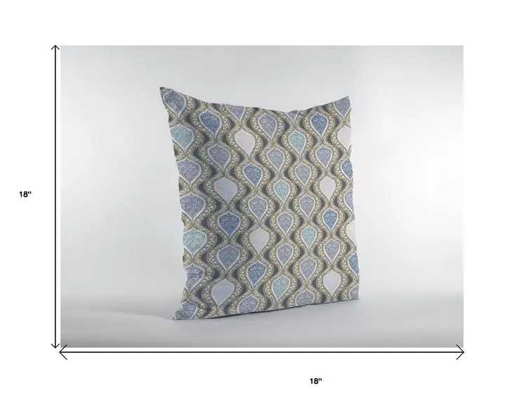 18” Gray Ogee Decorative Suede Throw Pillow