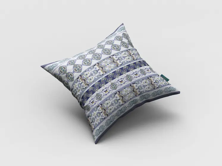 16” Navy White Strips Boho Suede Throw Pillow