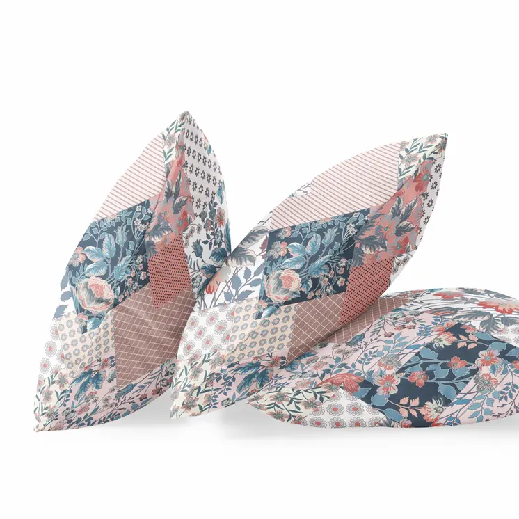 20" White Pink Floral Zippered Suede Throw Pillow
