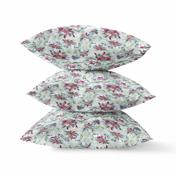 18" Light Green Magenta Roses Zippered Suede Throw Pillow