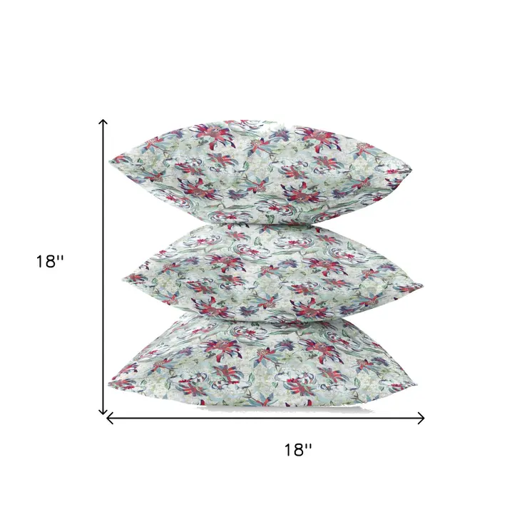 18" Light Green Magenta Roses Zippered Suede Throw Pillow