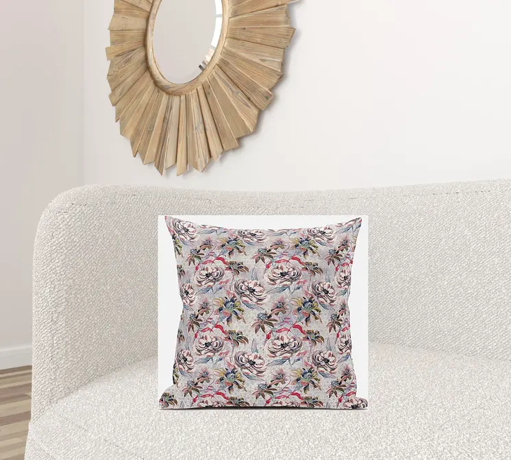 20" Lavender Pink Roses Zippered Suede Throw Pillow