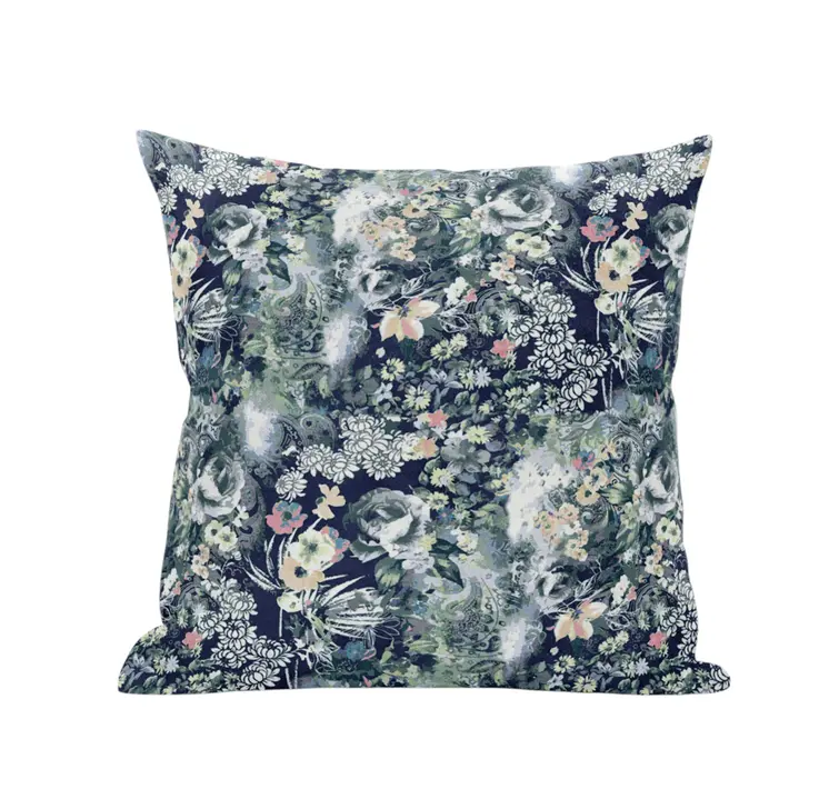 16" Gray Indigo Springtime Zippered Suede Throw Pillow