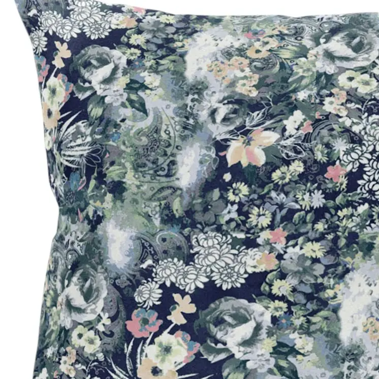 16" Gray Indigo Springtime Zippered Suede Throw Pillow