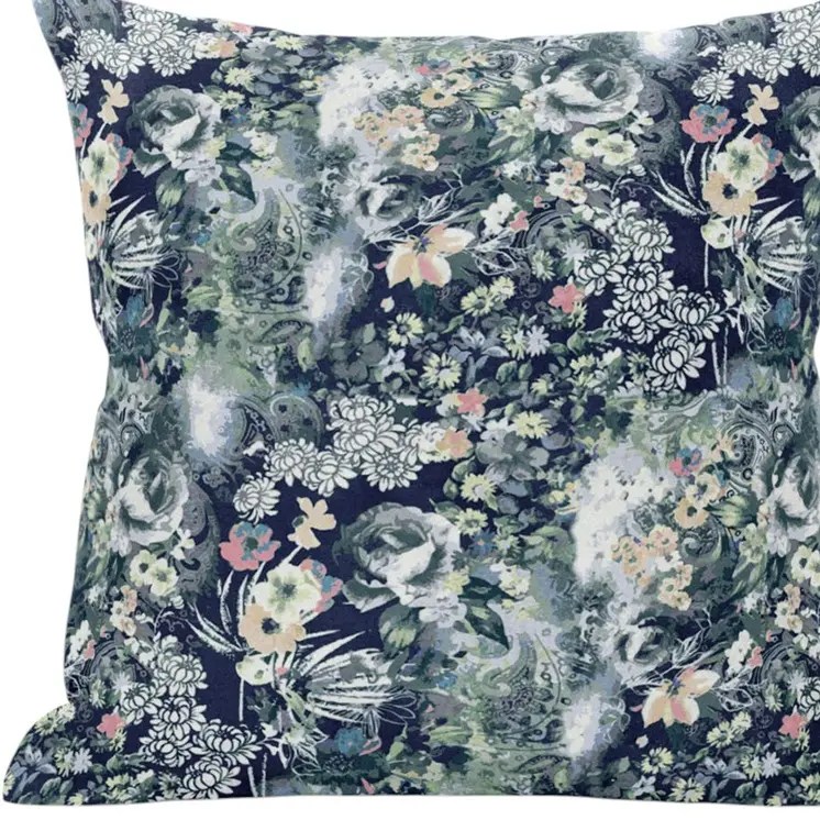 16" Gray Indigo Springtime Zippered Suede Throw Pillow