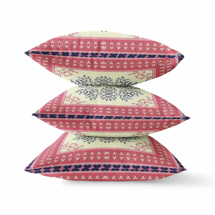 16" X 16" Muted Pink Grey Geometric Zippered Suede Throw Pillow