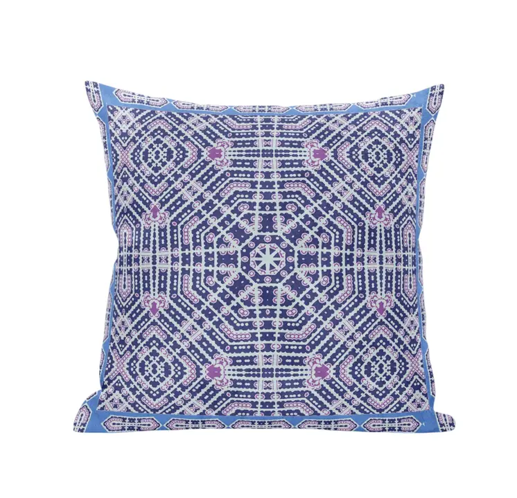 16” Lilac Blue Geostar Zippered Suede Throw Pillow