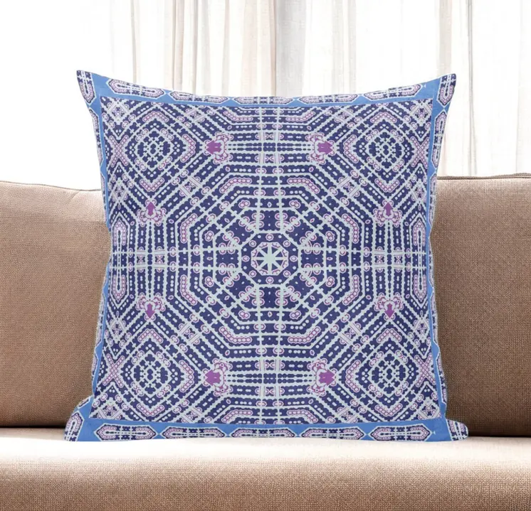 16” Lilac Blue Geostar Zippered Suede Throw Pillow