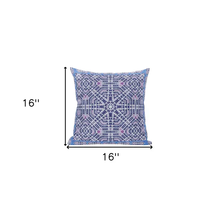 16” Lilac Blue Geostar Zippered Suede Throw Pillow
