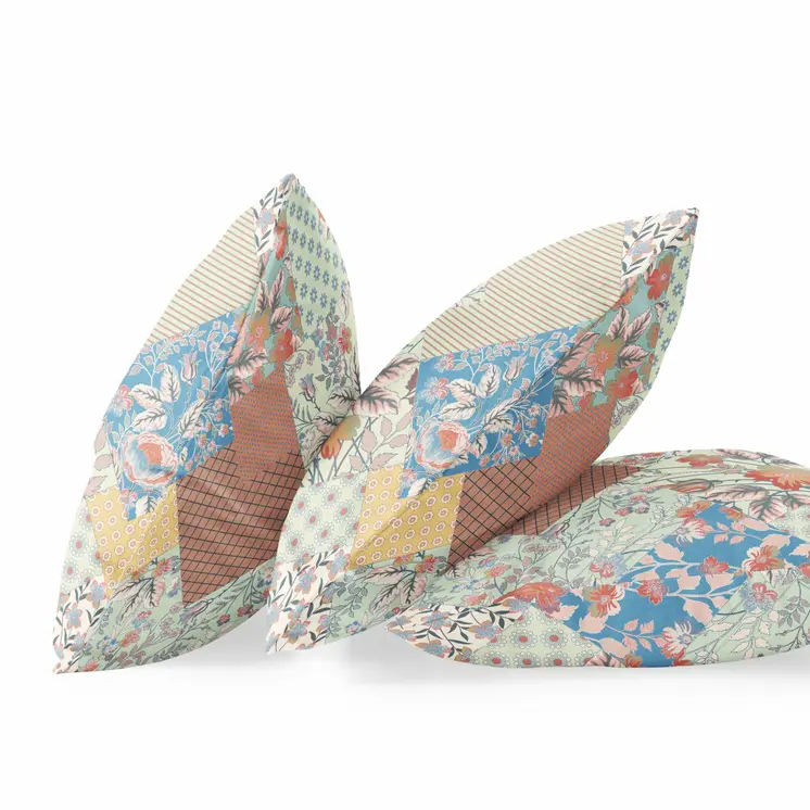 26" Cream Red Boho Floral Indoor Outdoor Throw Pillow