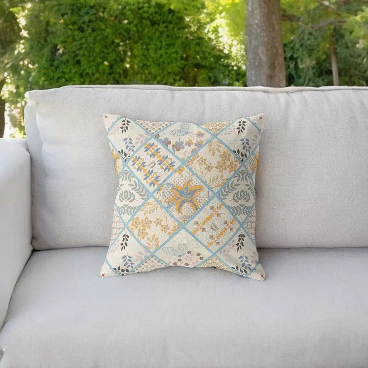 28” Gold Cream Patch Indoor Outdoor Throw Pillow